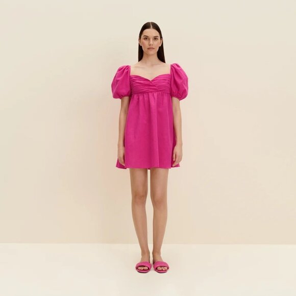 JAAF Gathered Mini Dress in Hot Pink - Picture 2 of 4